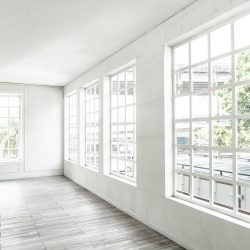 empty room with glass window white empty room with glass window